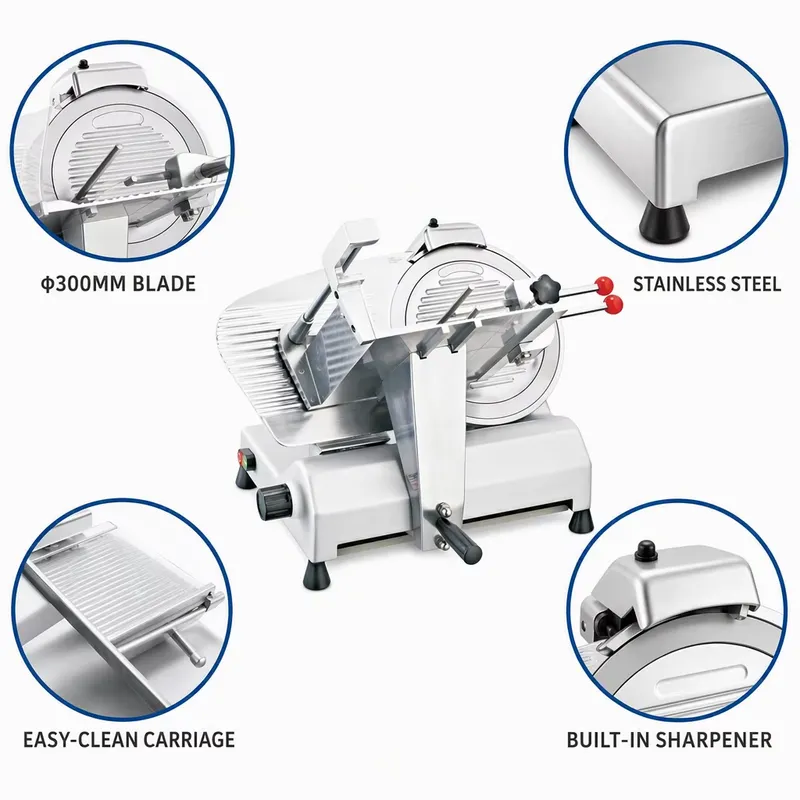 Electric Deli Slicer 12 Inch - 상업용 전기식 육류 절단기, 12인치 스테인리스