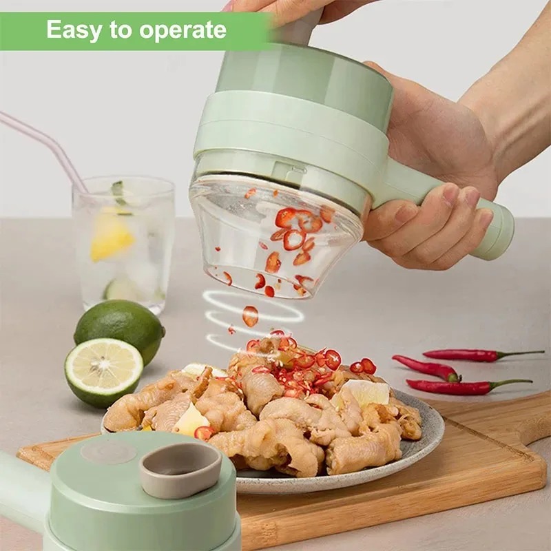휴대용 4-in-1 무선 전기 야채 커터 세트, 마늘  - Food Slicer Machine Stainless 리뷰 및 가격