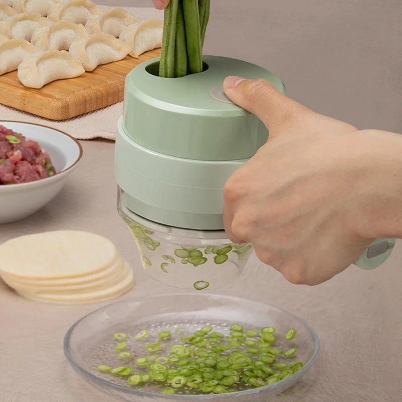 휴대용 4-in-1 무선 전기 야채 커터 세트, 마늘  - Food Slicer Machine Stainless 리뷰 및 가격